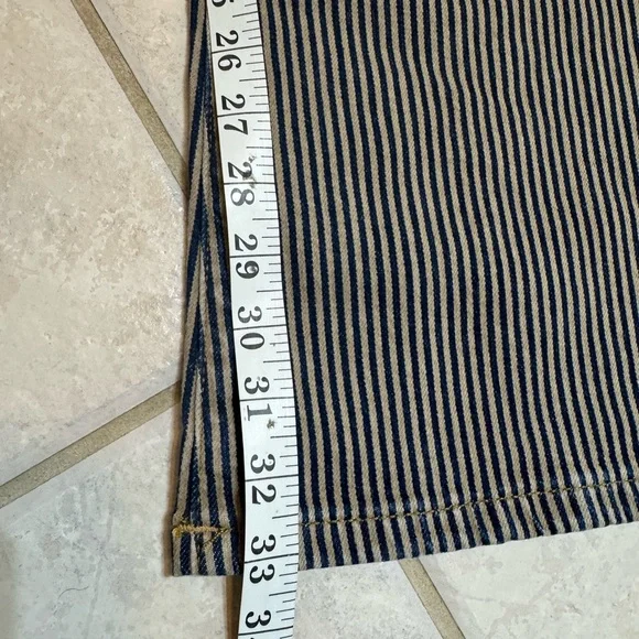 Free People Jayde Railroad Flare Jean in Train Car Stripe Front Pockets Size 29 - Picture 7 of 15